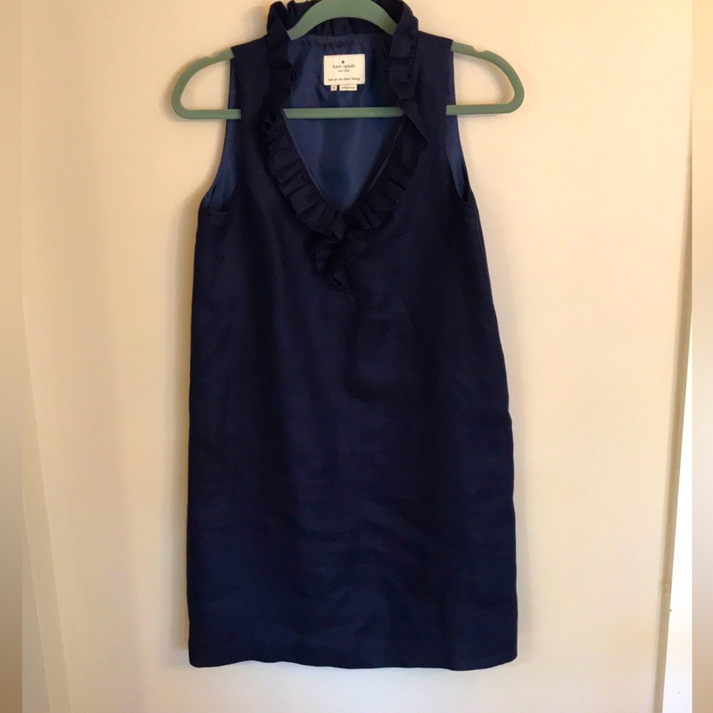 Kate Spade Ruffle Collar V Neck Dress - Picture 3 of 11